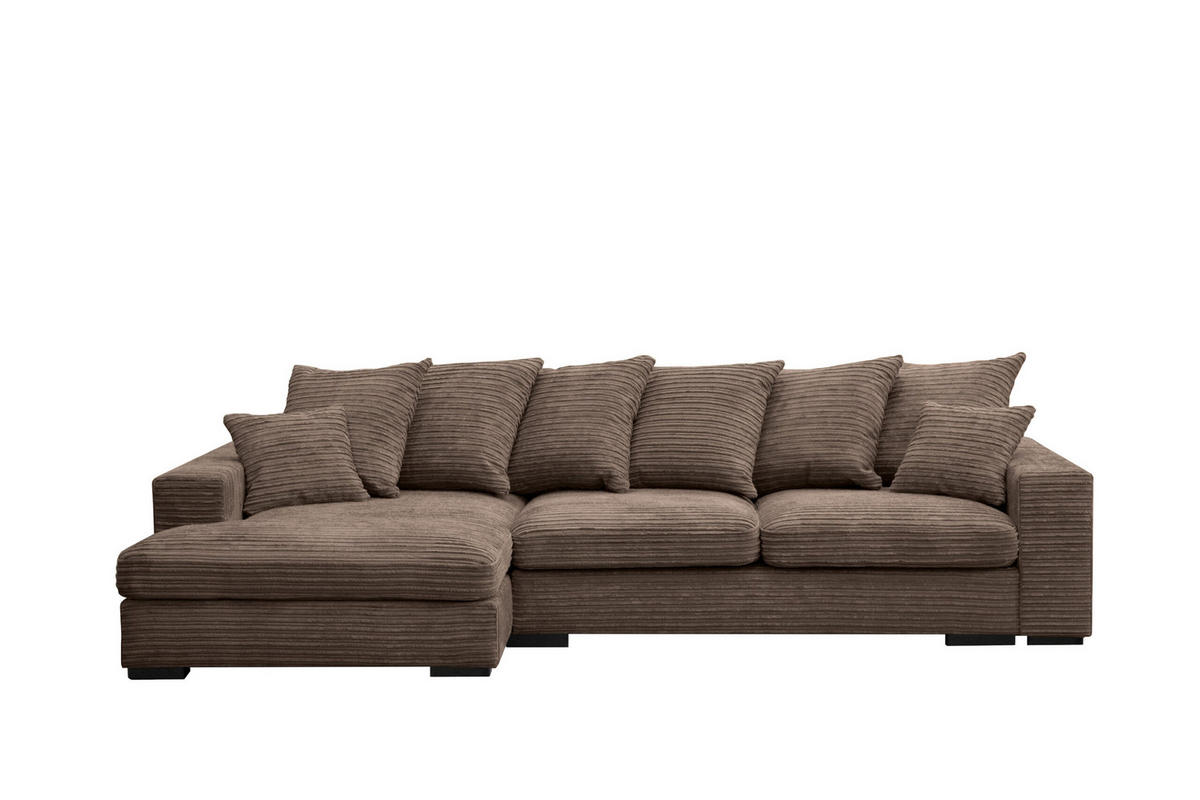 ECKSOFA Mit Schlaffunktion Und Bettkasten Couch L-form Gabon Stoff Zoom Braun Links - Braun, Holz (155/285cm) - Kaiser Möbel