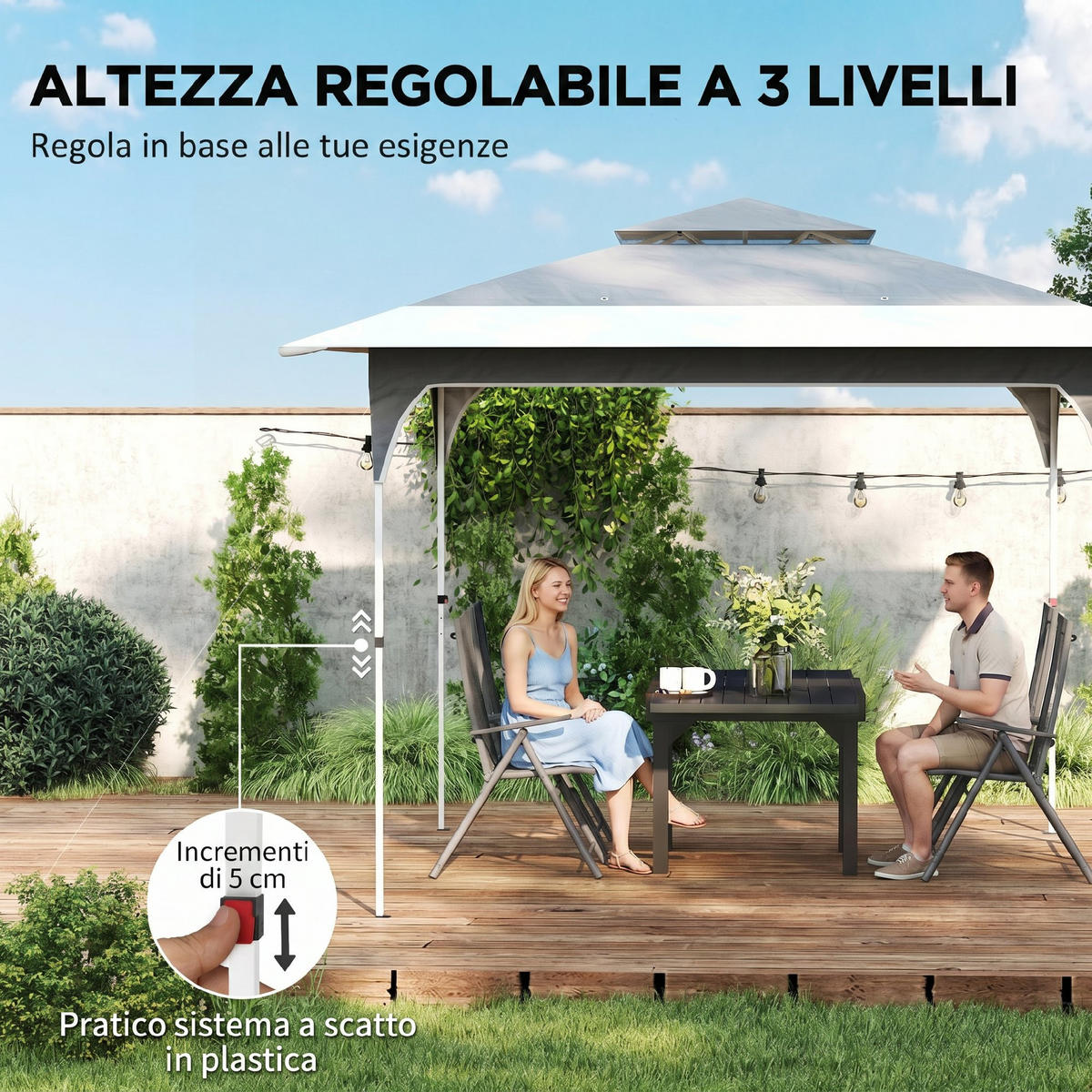 FALTPAVILLON, 3,5x3,5m, Doppeldach, Metall/Oxford-Gewebe, Tragetasche, Dunkelgrau - Multicolor, Metall (352/278/352cm) - FORIOUS