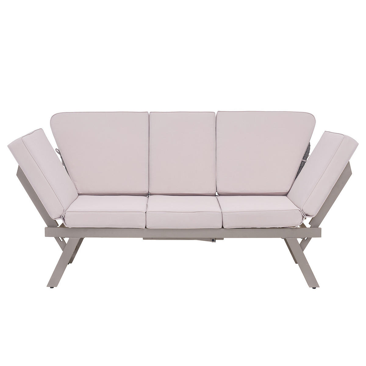 LOUNGESOFA - Stahl / Polyester - Anthrazit - Taupe, Holz/Metall (176/83/75cm) - home24
