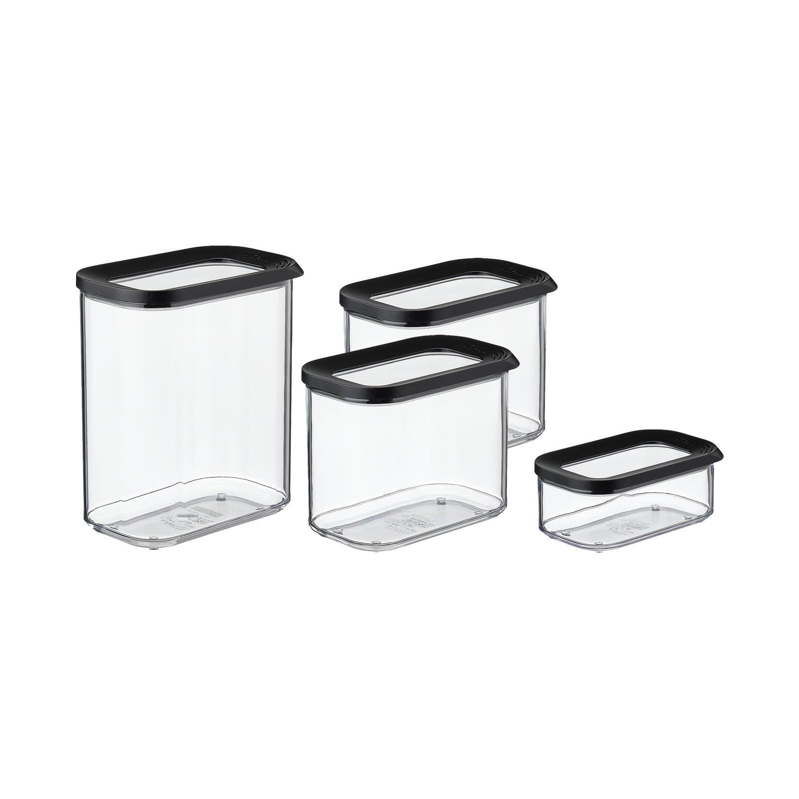 VORRATSDOSEN Modula schwarz 4er Set - Schwarz, Kunststoff (1/1/1cm) - Mepal