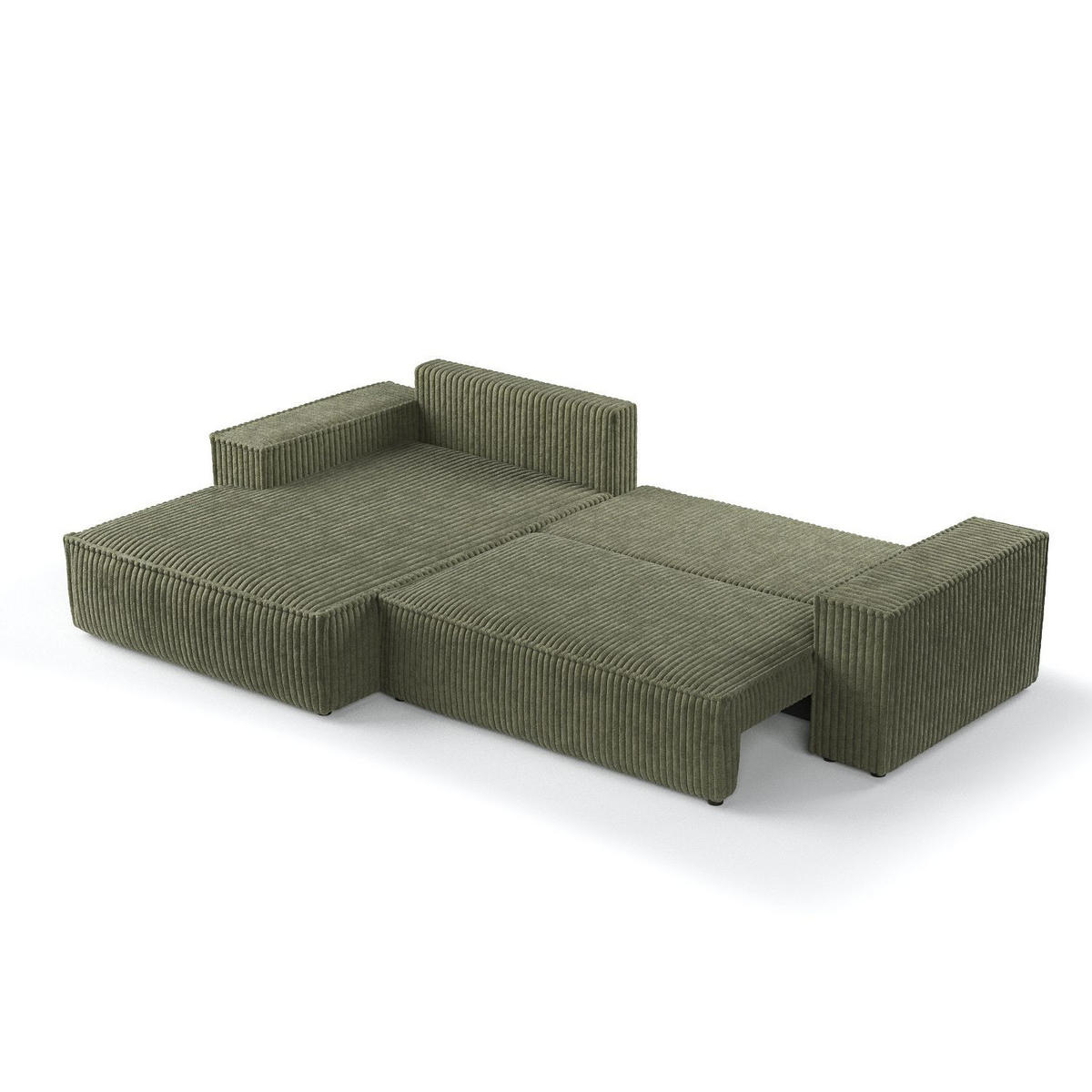 ECKSOFA Maze Grün Plüsch - Links Seite - Schwarz/Grün, Holz/Holzwerkstoff (185/294cm) - Maison de Reve