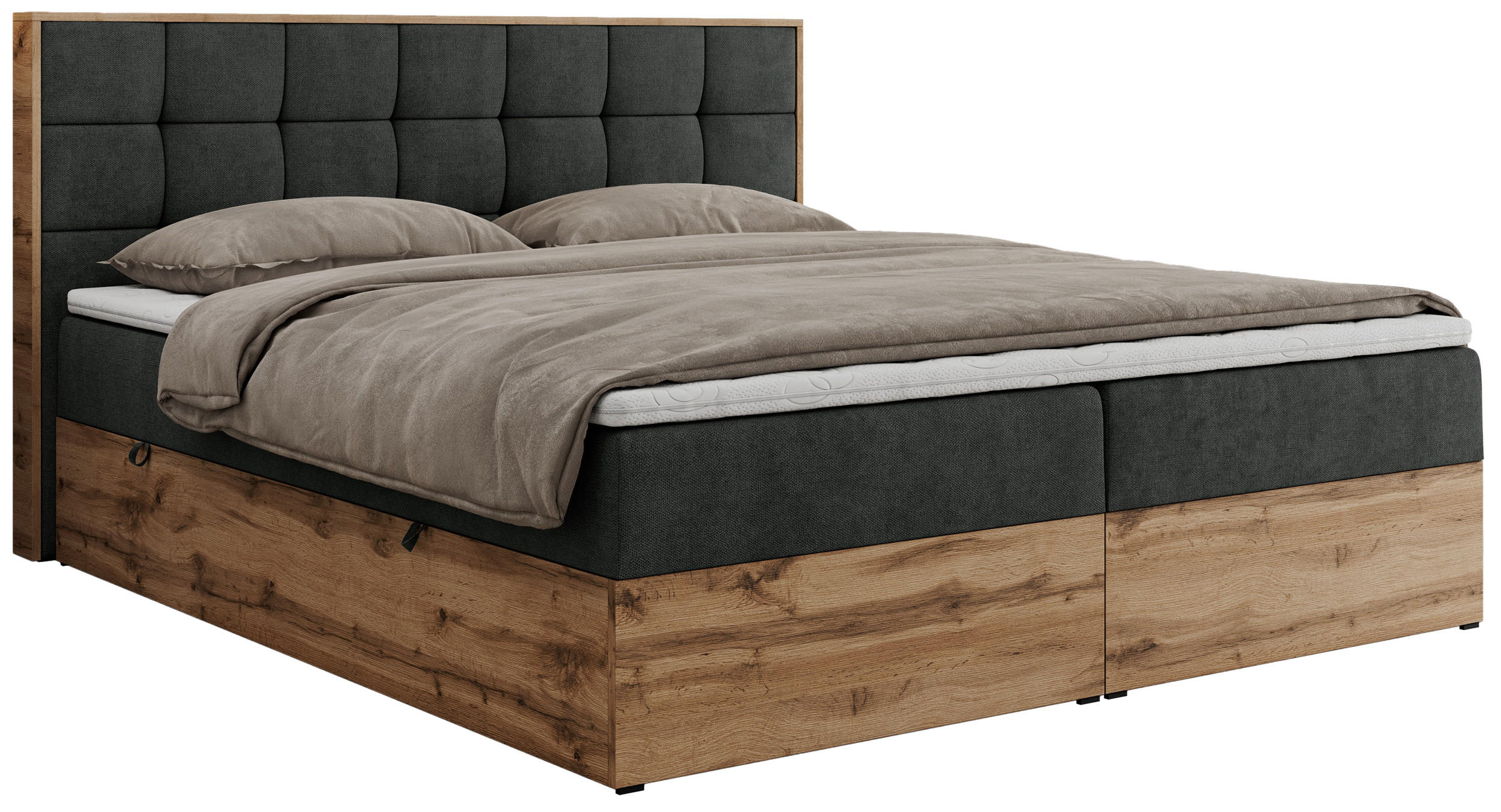 BOXBETT ALBERO 1 - 120/200 Dunkelgrau Struktur - H3 - Dunkelgrau, Holz/Textil (120/200cm) - MKS