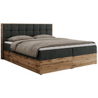 BOXBETT ALBERO 1 - 140/200 Dunkelgrau Struktur - H4 - Dunkelgrau, Holz/Textil (140/200cm) - MKS