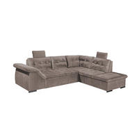 ECKSOFA mit Schlaffunktion und Bettkasten, verstellbare Armlehnen - Taupe, Textil (283/217cm) - ed exciting design