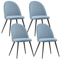 STUHL CAPO Samtbezug Metallbeine 4er Set Blau - Blau, Textil/Metall (53/84/44cm) - Albatros