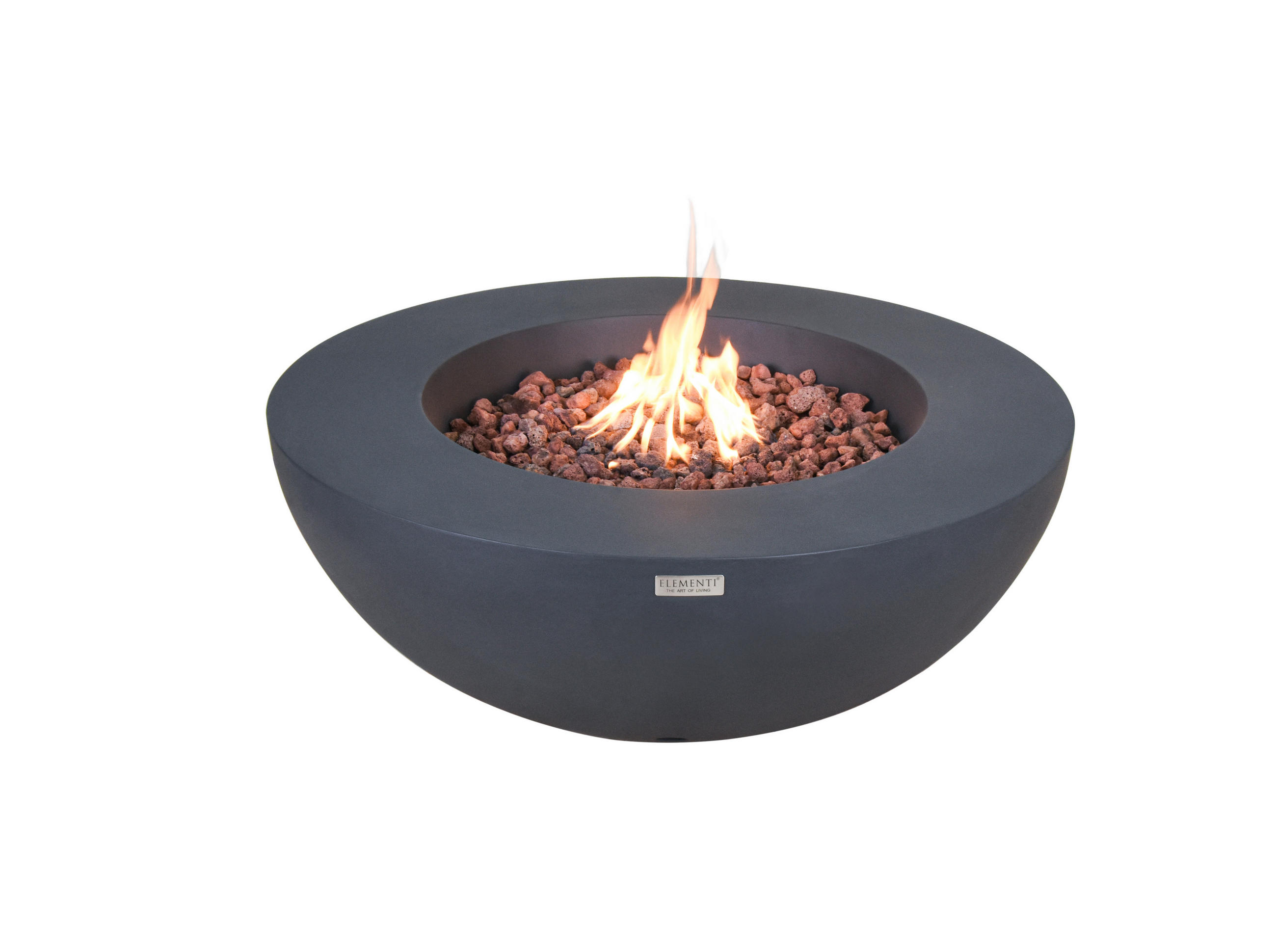 FEUERTISCH LUNAR BOWL Gasfeuerstelle aus GFRC-Beton 107/107/40 cm - Dunkelgrau, Naturmaterialien (107/40/107cm) - Elementi