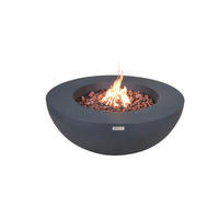FEUERTISCH LUNAR BOWL Gasfeuerstelle aus GFRC-Beton 107/107/40 cm - Dunkelgrau, Naturmaterialien (107/40/107cm) - Elementi