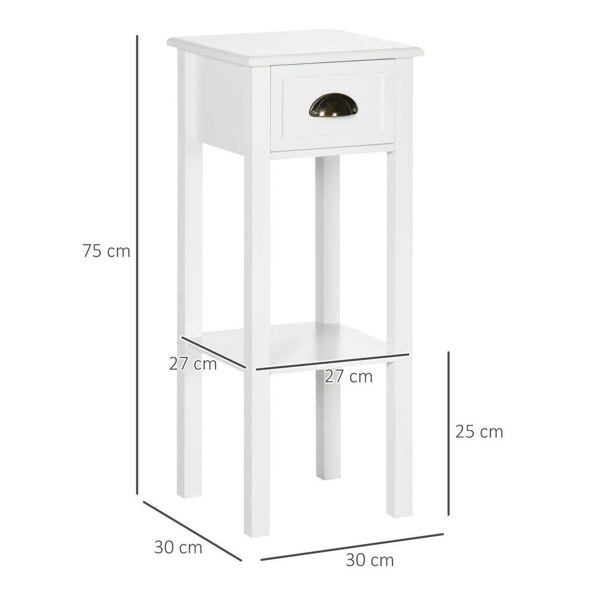 BEISTELLTISCH Weiß 1 Stück - Weiß, Kunststoff (30/30/75cm) - GiPP