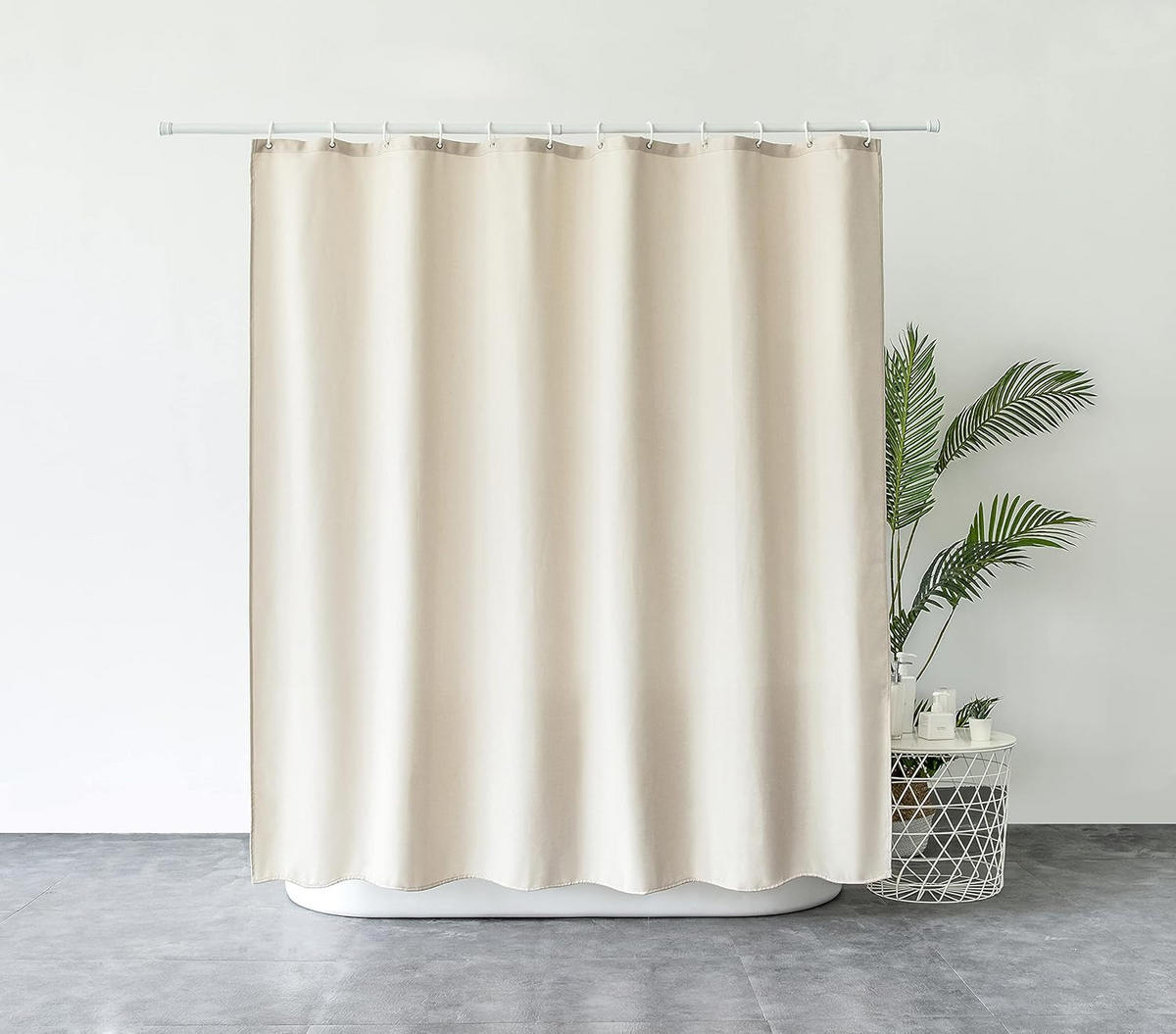 DUSCHVORHANG Beige Leinen wasserdicht schimmelresistent mit Haken für Badewannen und Dusche - Beige, Textil (200/180cm) - MCBOSON
