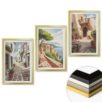 WANDBILDER 3er Set - 40x60 cm Goldrahmen - Straßen, Häuser, Pflanzen, Töpfe - Goldfarben, Kunststoff (40/60cm) - ArtPrintCave