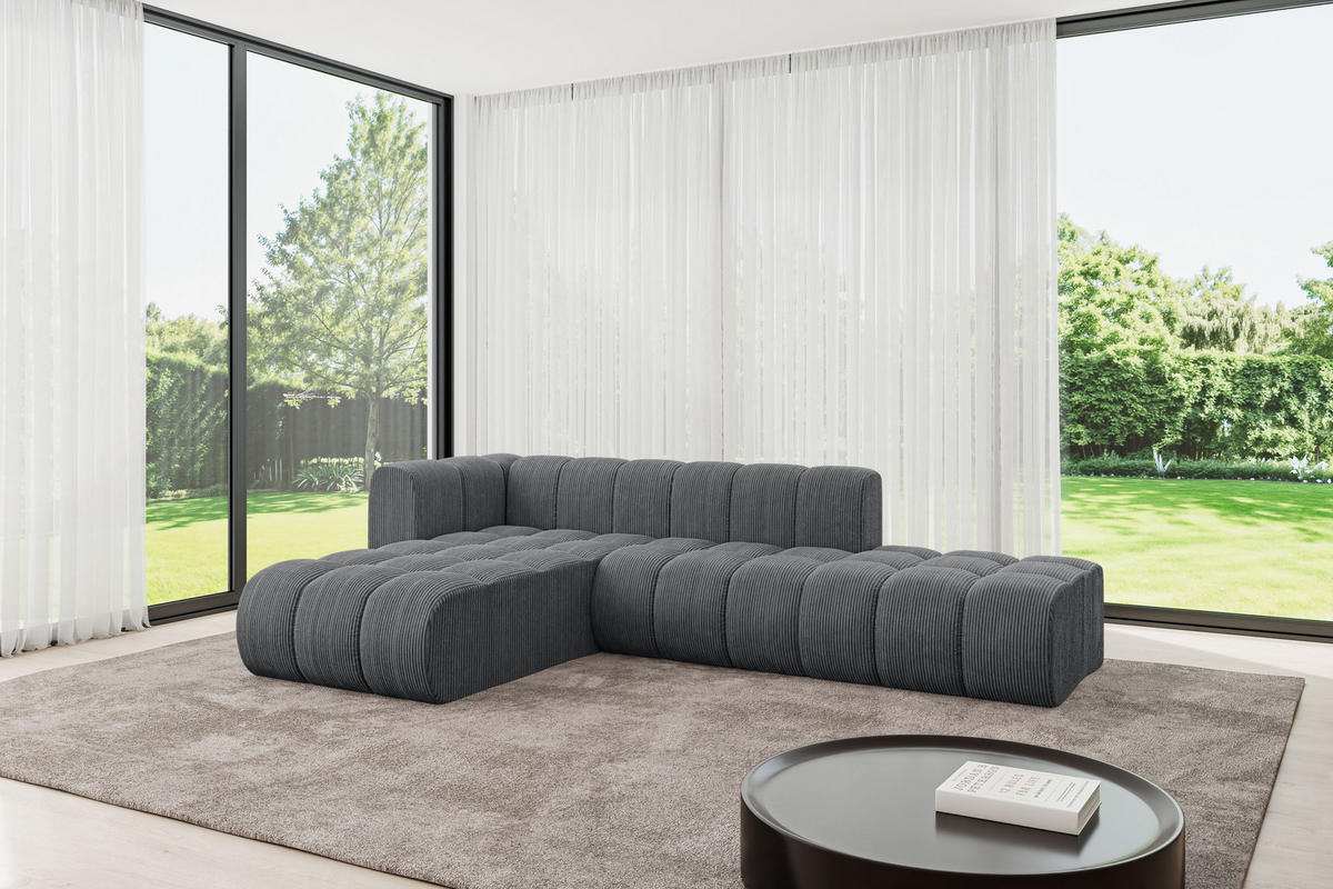 ECKSOFA modulares Sofa Zuvon-L1 - 296x177x70 cm Dunkelgrau - Dunkelgrau, Holzwerkstoff/Textil (296/177cm) - ALTDECOR