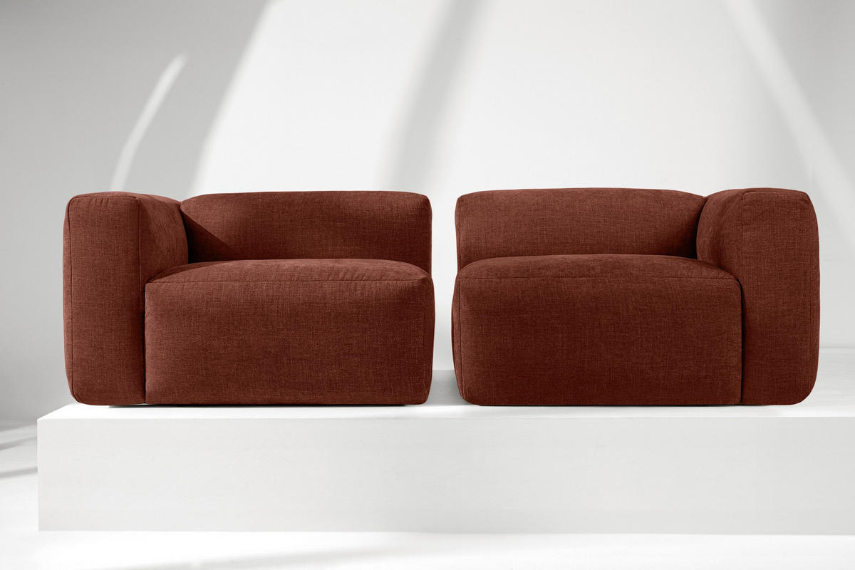 2,5-SITZER-MODULSOFA BUFFO mit extrem weicher und bequemer Sitzfläche, Gewebestoff, orange - Dunkelorange, Textil (250/73/96cm) - KONSIMO®