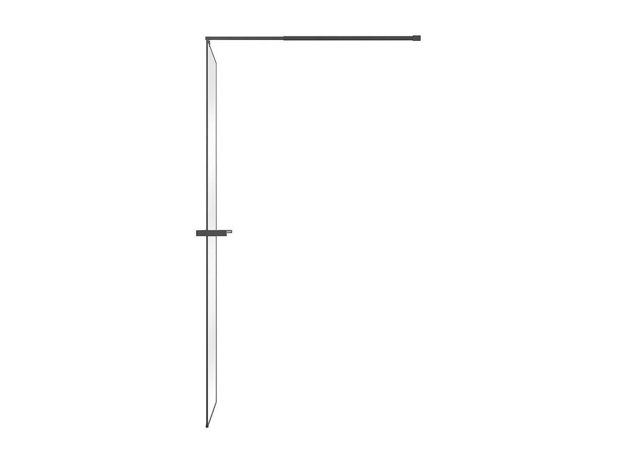 DUSCHWAND für begehbare Duschen mit Handtuchhalter & Ablage - 120 x 200 cm - Schwarz matt - BONPERO - Schwarz, Metall (120/200cm) - Vente-Unique