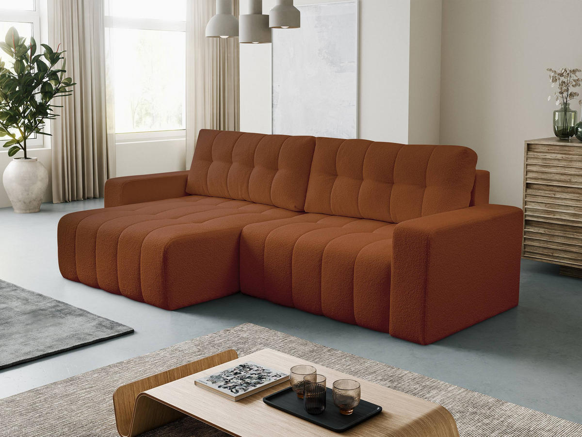 ECKSOFA Masone - Schwarz/Braun, Holz/Kunststoff (245/143cm) - MIRJAN24