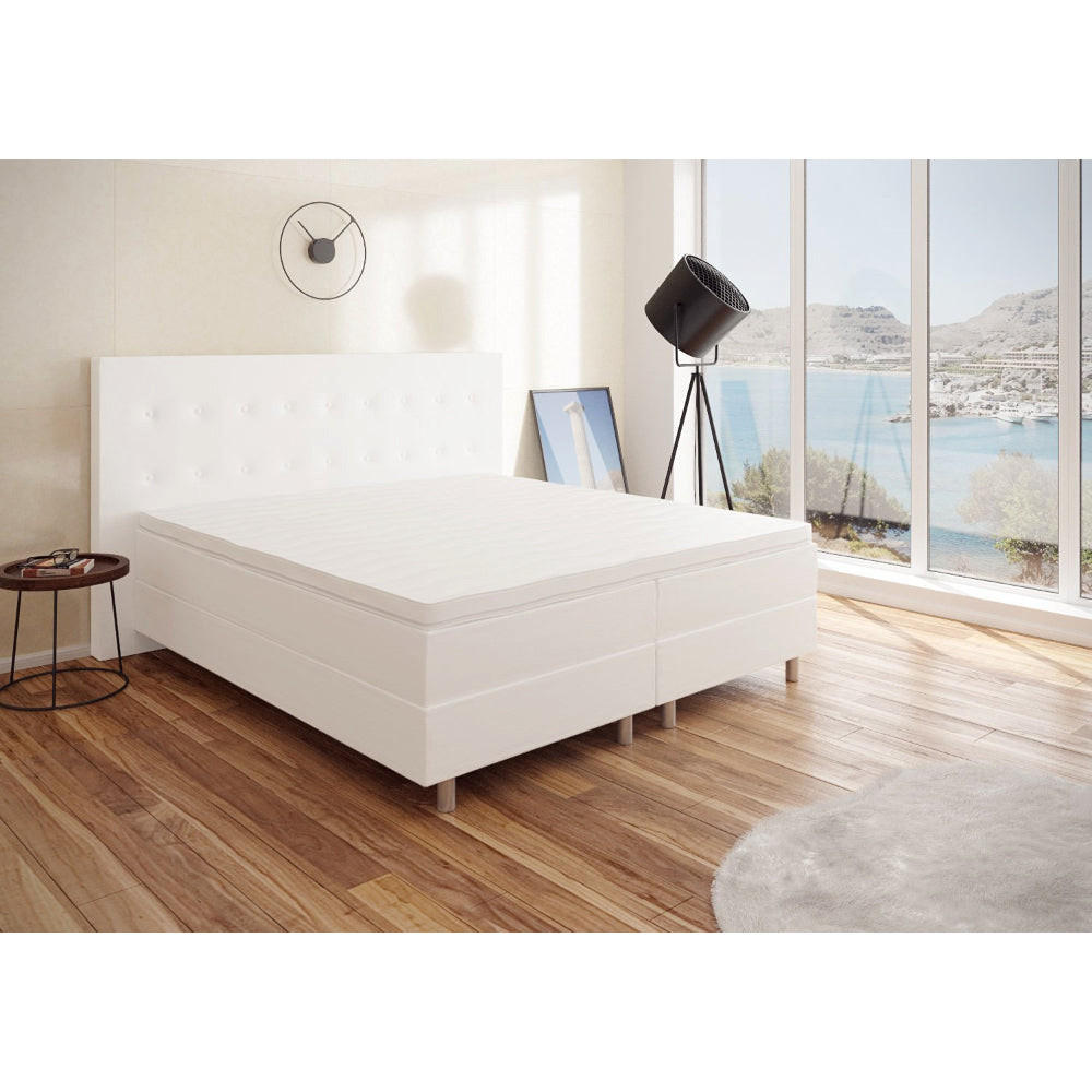 BOXBETT RIO Barcelona 5-Zonen mit Visco Topper H3 First Class Bett in verschiedenen Farben und Größen - Weiß, Holz/Holzwerkstoff (140/200cm) - Best For Home