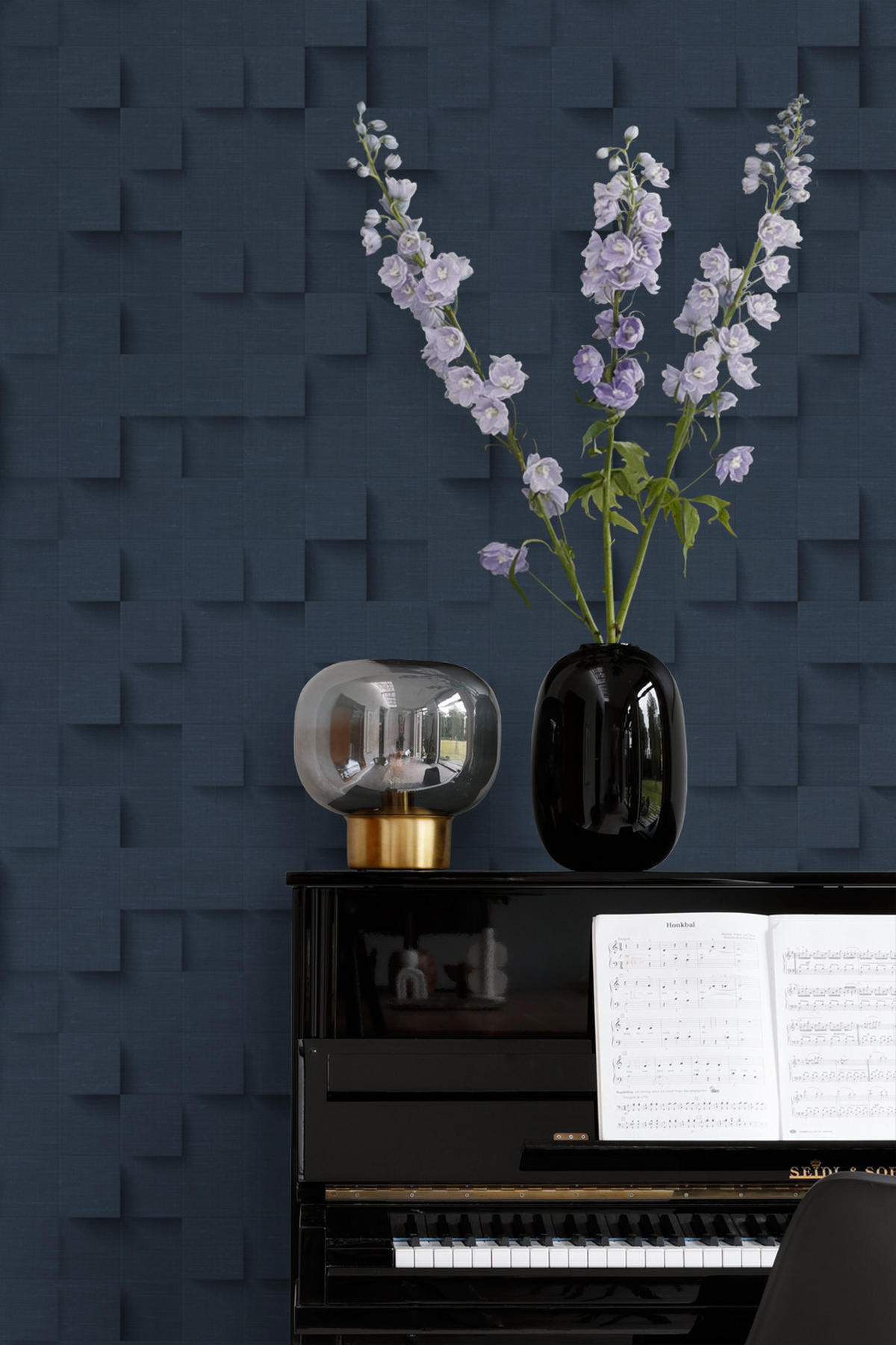 TAPETE 3D-Würfel 50 x 900 cm - Blau, Papier (50/900cm) - Origin Wallcoverings