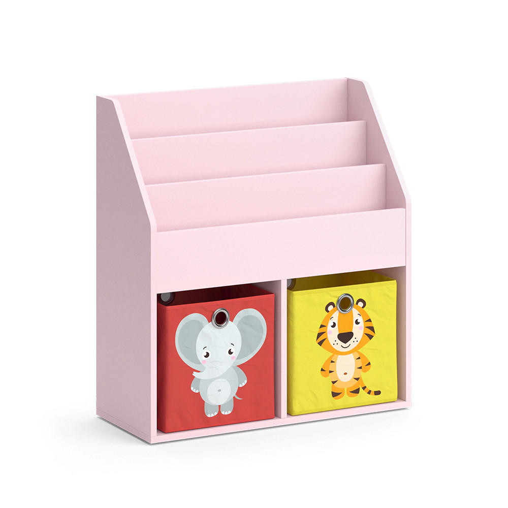 KINDERREGAL Luigi Rosa 72 x 79 cm mit 2 Faltboxen (Elefant, Tiger) - Pink, Holzwerkstoff (72/79/30.7cm) - Vicco