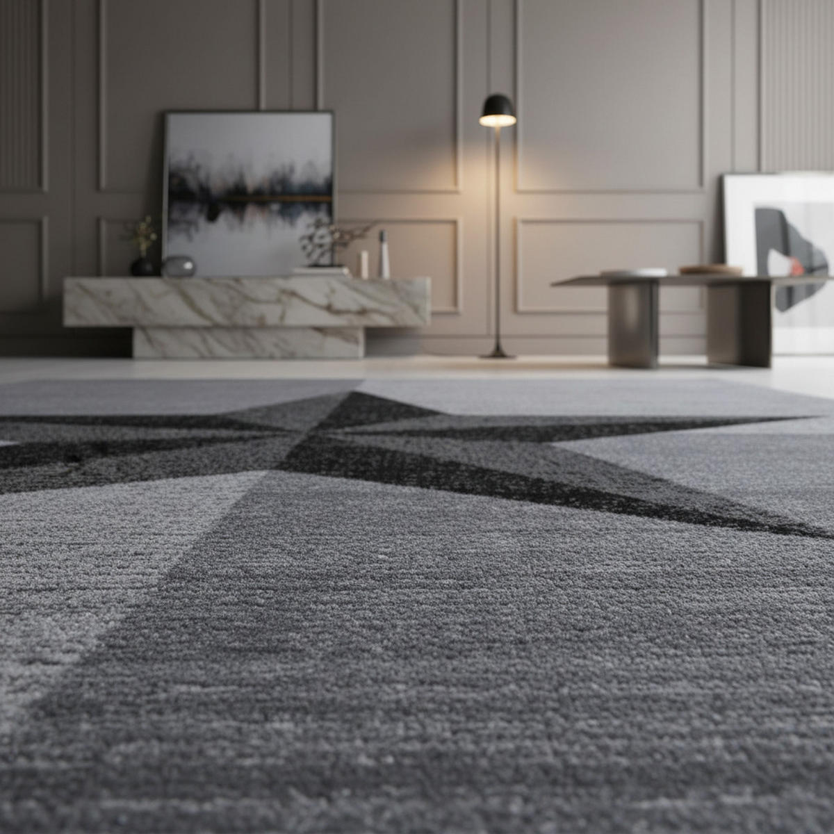 TEPPICH Kurzflor Sterne-Muster Polypropylen Wohnzimmer Grau Läufer 80x150 - Grau, Textil (80/150cm) - KADIMA DESIGN