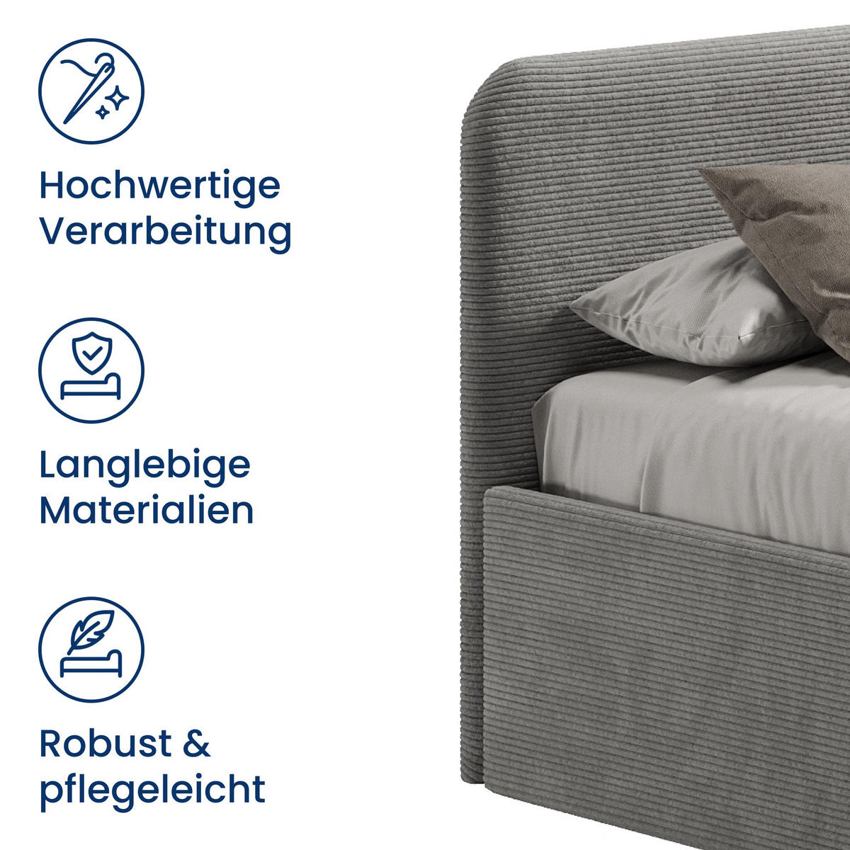 POSLTERBETT 160x200 cm in Grau - Grau, Holzwerkstoff/Textil (160/200cm) - Home Collective