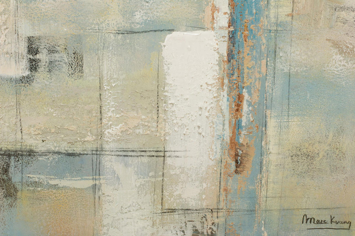 ACRYLBILD HANDGEMALT 60/60 cm - Blau/Beige, Holz/Textil (1.1/60cm) - KUNSTLOFT