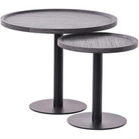 BEISTELLTISCH Kombi Set Holz Grau - Schwarz/Grau, Holz/Metall (40/40/42cm) - CLP