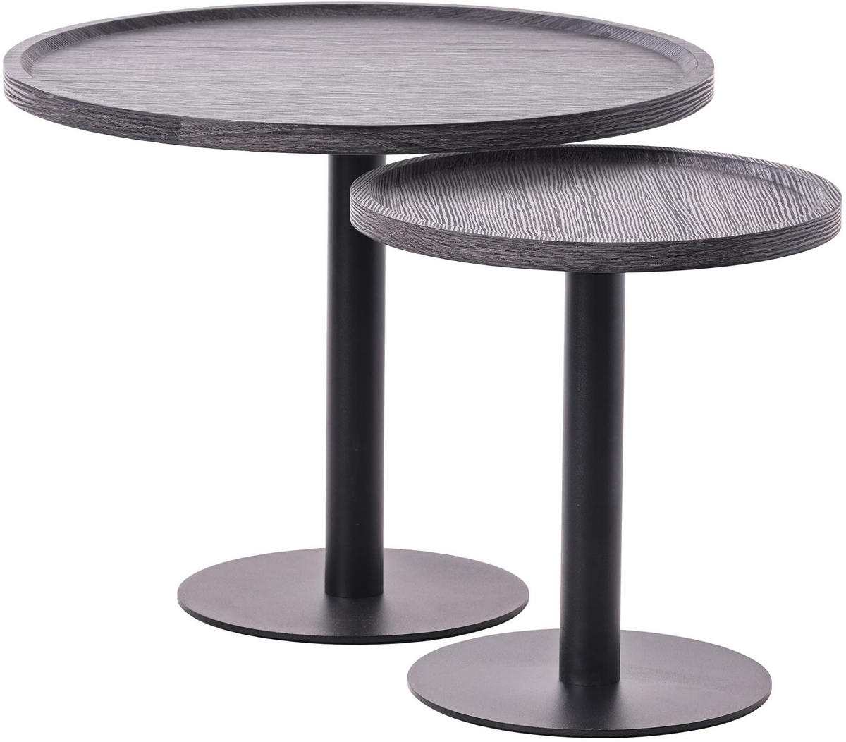 BEISTELLTISCH Kombi Set Holz Grau - Schwarz/Grau, Holz/Metall (40/40/42cm) - CLP