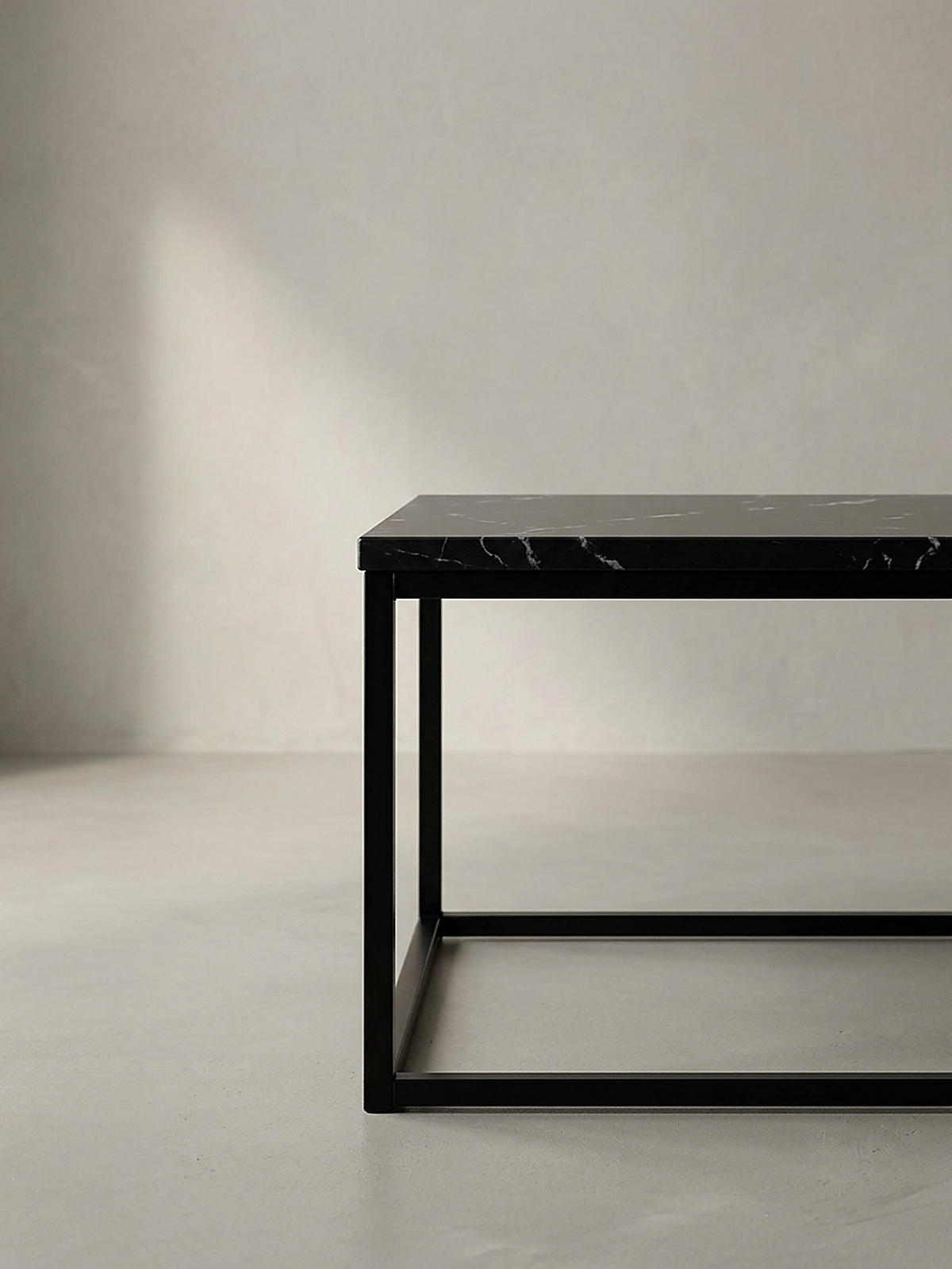 COUCHTISCH mit Marmor-Optik, Metallbeine, rechteckig, Serie MARBRIX, Schwarz 100x60x40 cm - Schwarz, Holz/Metall (60/100/40cm) - KADIMA DESIGN