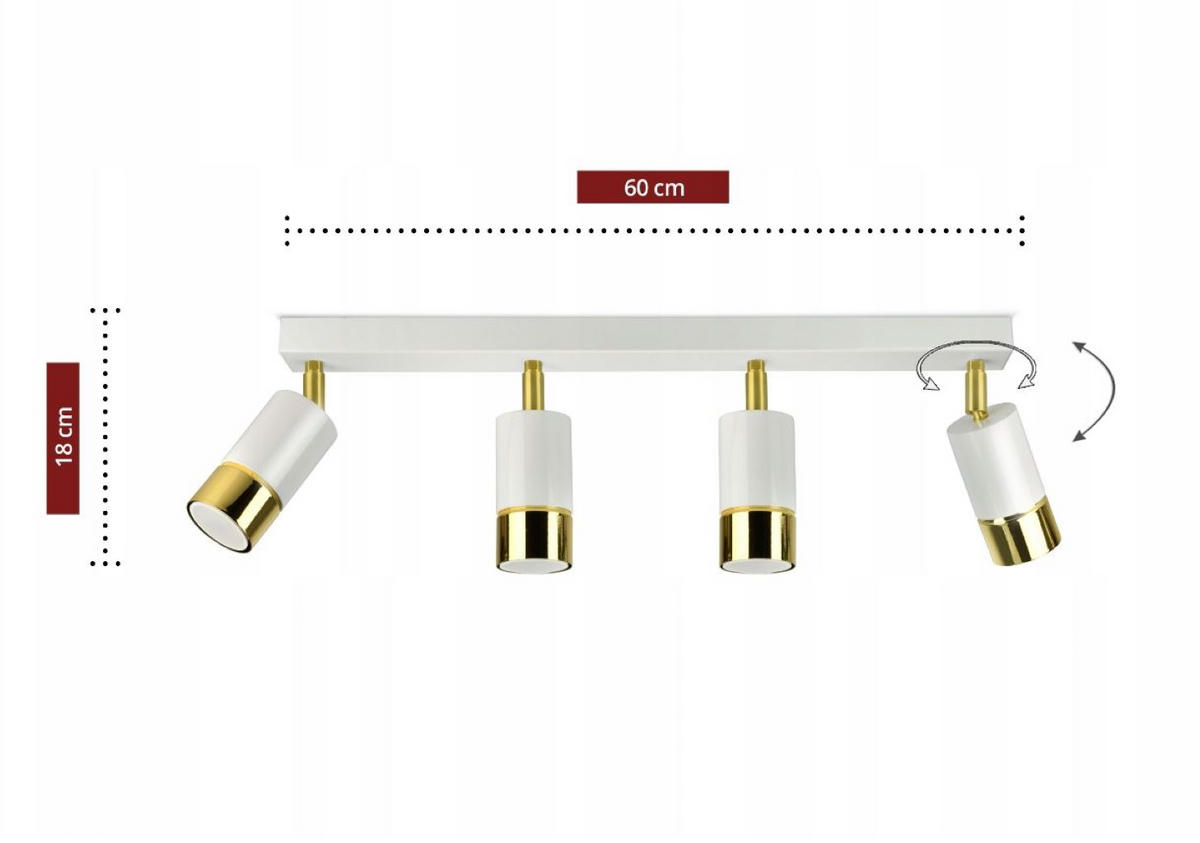 DECKENLEUCHTE Milano Spot - Weiß Hochglanz/Goldfarben, Metall (8/60/18cm) - kiki design