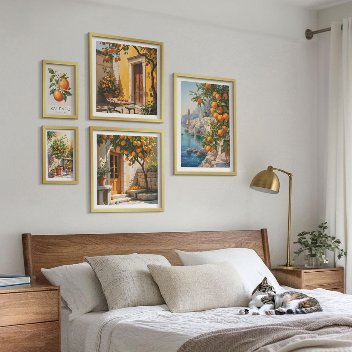 WANDBILDER 5er Set - 50x50 cm & 20x30 cm & 40x60 cm Goldrahmen - Stadtansichten von Gebäuden - Goldfarben, Kunststoff (40/60cm) - ArtPrintCave