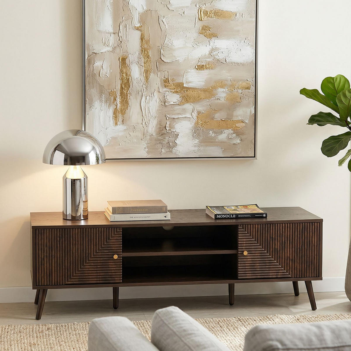 LOWBOARD LIVIA dunkelbraun - Dunkelbraun, Holzwerkstoff (140/45/40cm) - IDIMEX