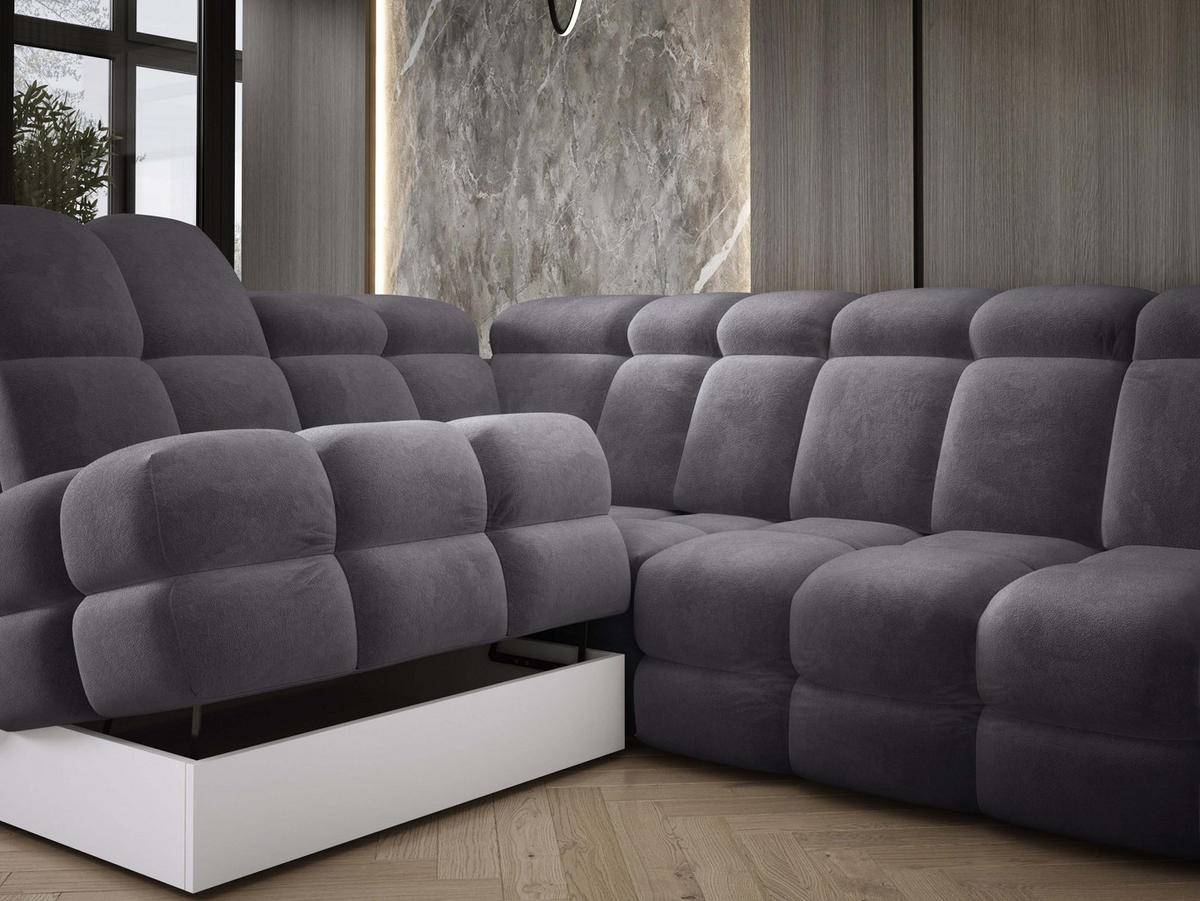 ECKSOFA TOLLO Salvador-stoff L-form 302x217x105 cm anthrazit - Anthrazit, Holz/Textil (302/217cm) - DomoHome