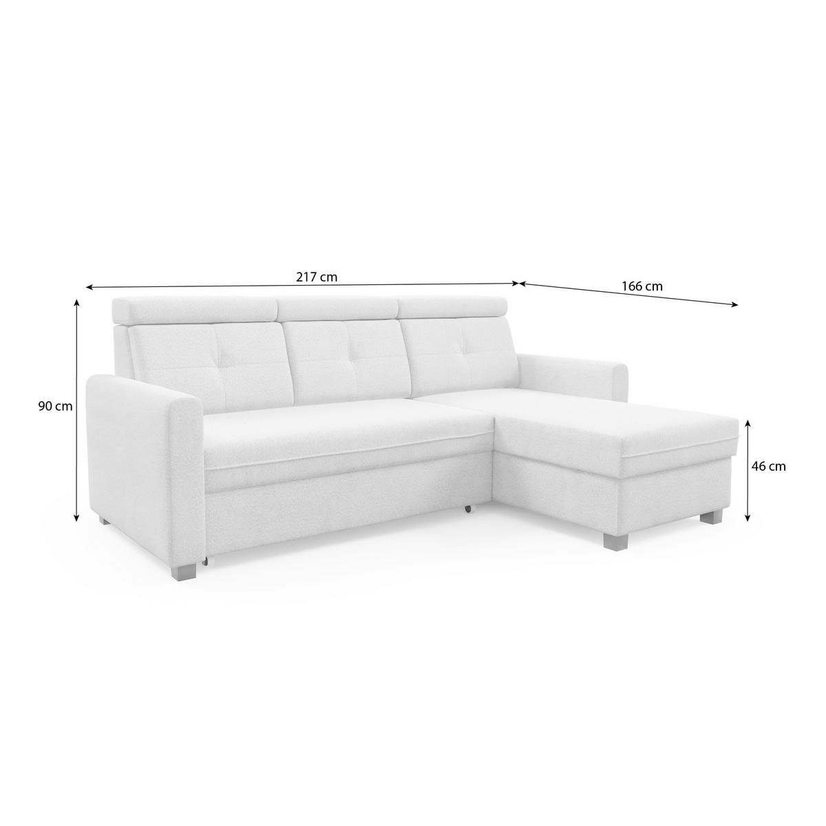 ECKSCHLAFSOFA Milano, Dunkelgrau, rechts - Dunkelgrau/Schwarz, Textil (217/166cm) - Beautysofa