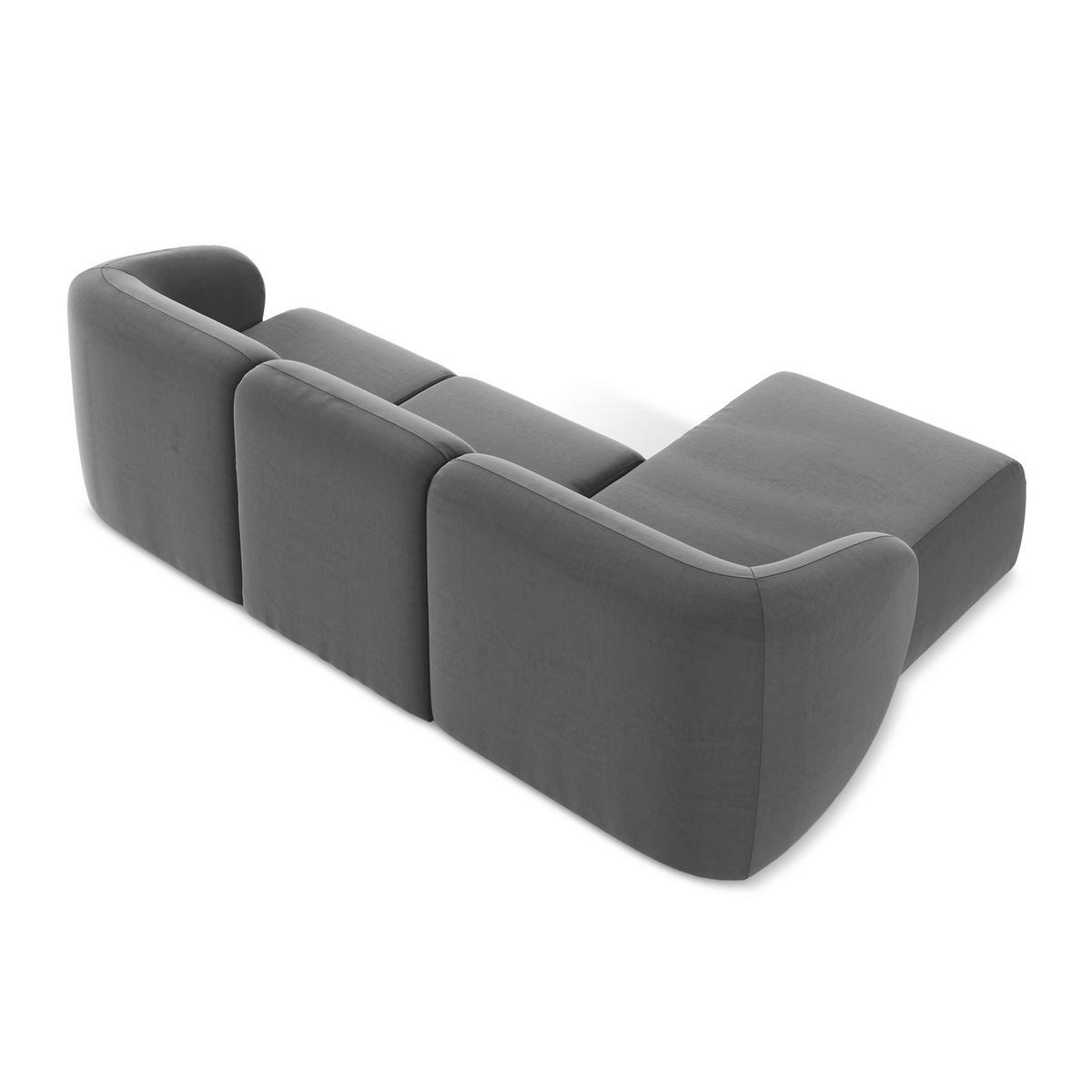 ECKSOFA Links Samt Stoff Grau - Edelstahlfarben/Schwarz, Holzwerkstoff/Kunststoff (248/166cm) - LaMiaSofa