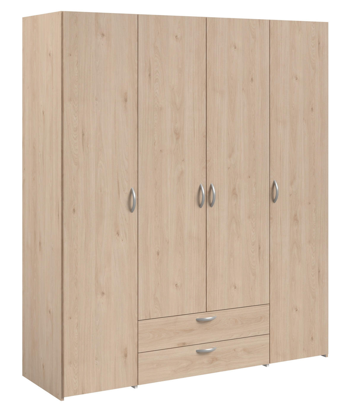 KLEIDERSCHRANK Daily 11 in Akazie 160 x 185 x 51 cm (BxHxT) – Kleiderschrank 4 türig ohne Spiegel - Braun, Holzwerkstoff (160/185/51cm)