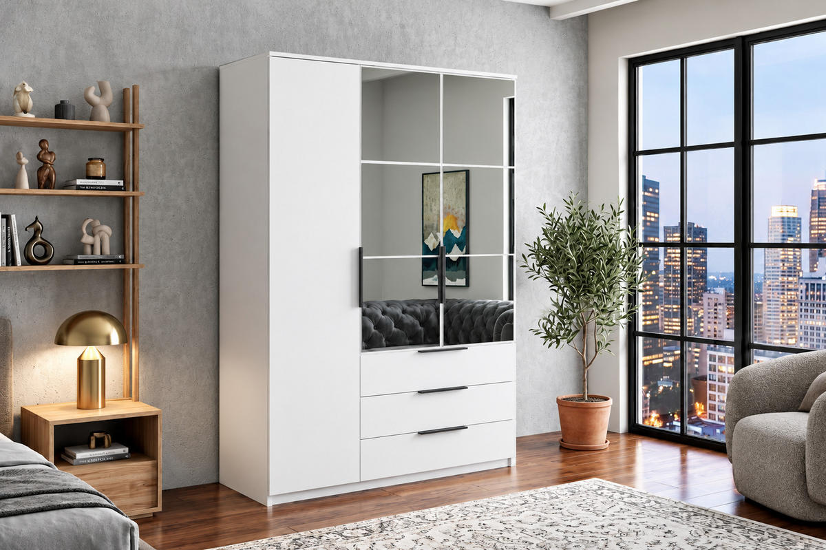 DREHTÜRENSCHRANK Florencja - 150 x 61 x 215 cm - Weiß - Weiß, Holzwerkstoff (150/215/61cm) - BM-Möbel
