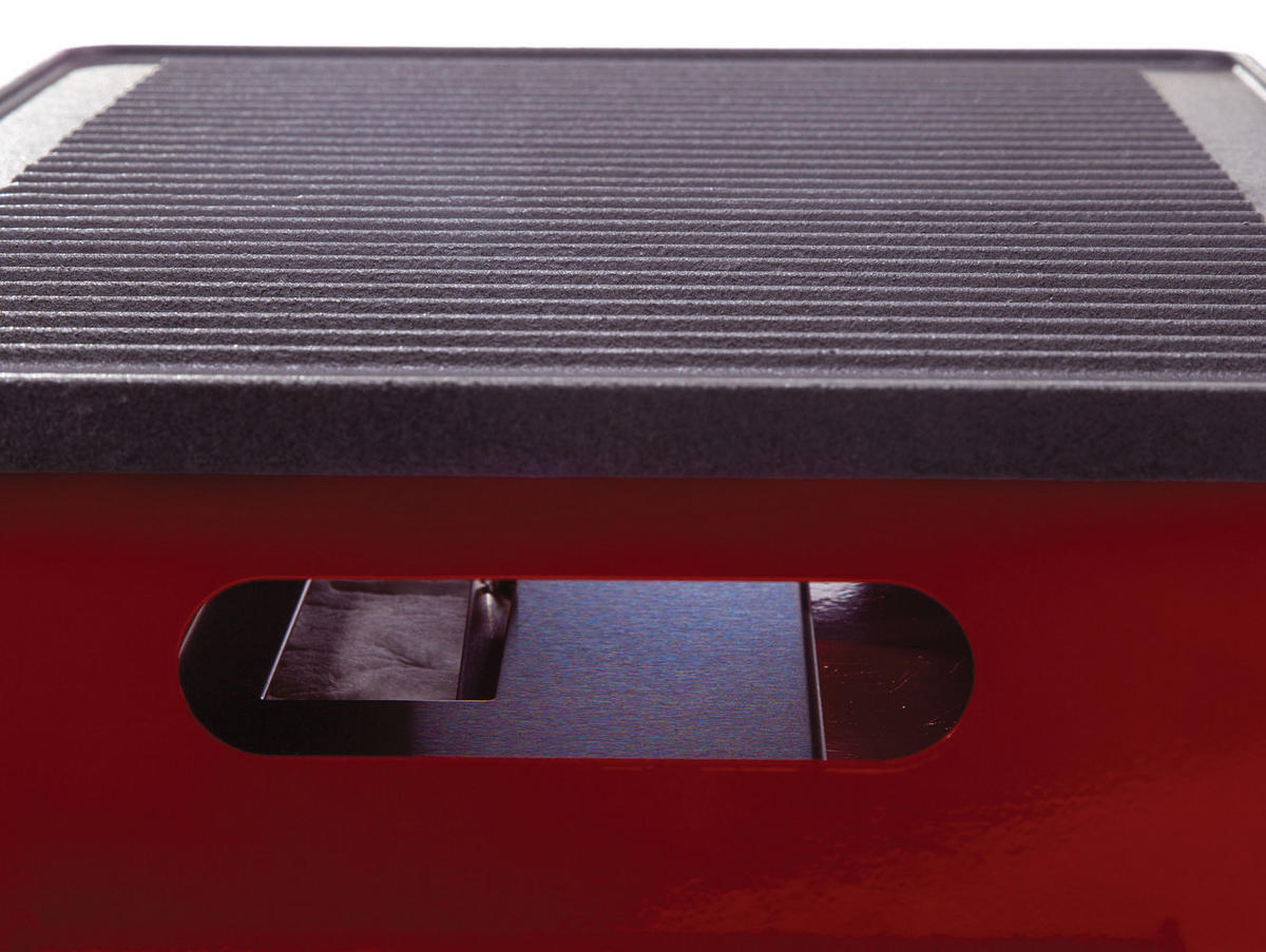 BIOETHANOL-GRILL Rot inklusive 1.2 L-Tank mit Gusseisen-Plancha - Rot, Metall (48/27/33cm) - Purline