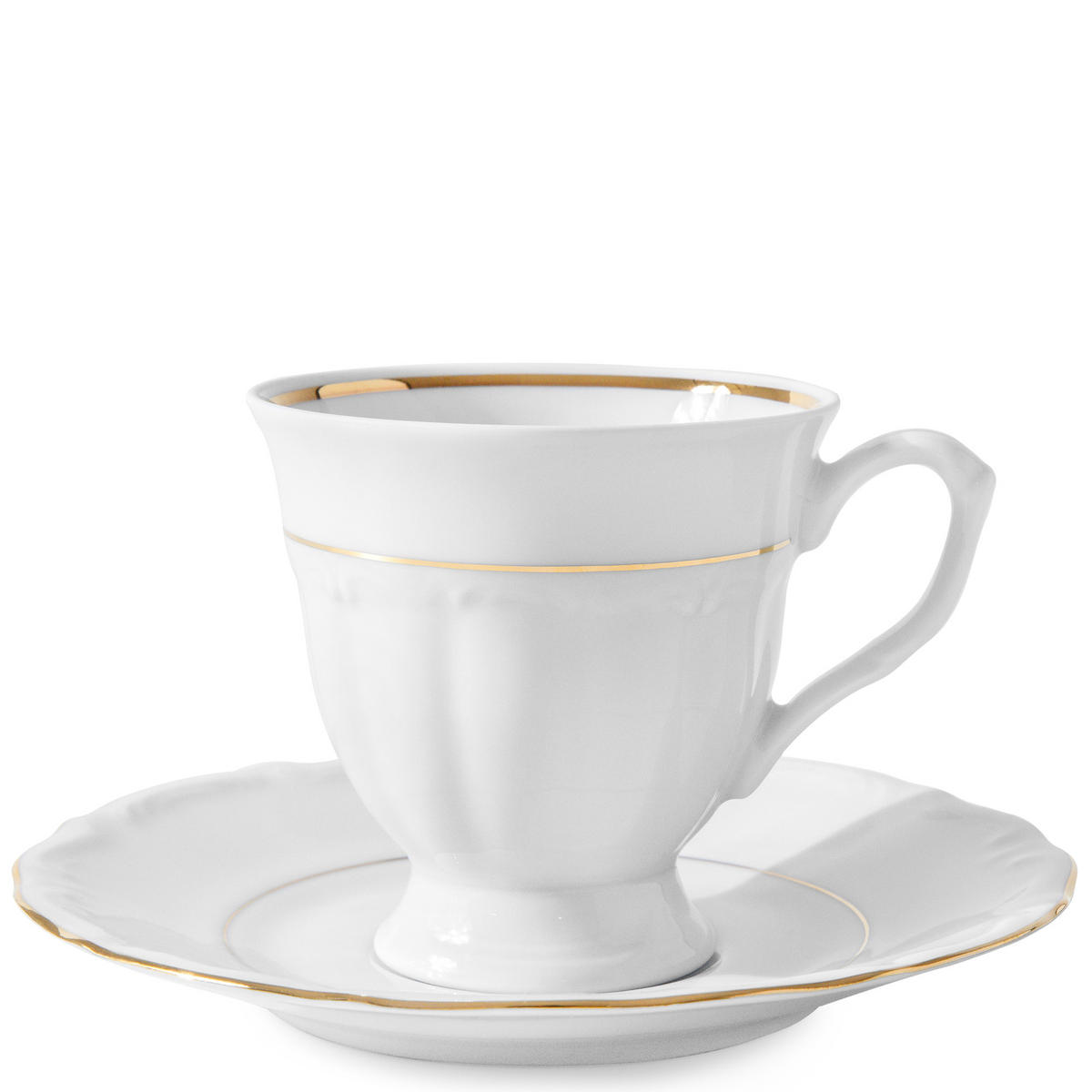 KAFFEESERVICE Chodziez MARIA TERESA 18-tlg Porzellan mit Goldrand, Weiß / Gold - Goldfarben/Weiß, Keramik (8/8/8cm) - KONSIMO®