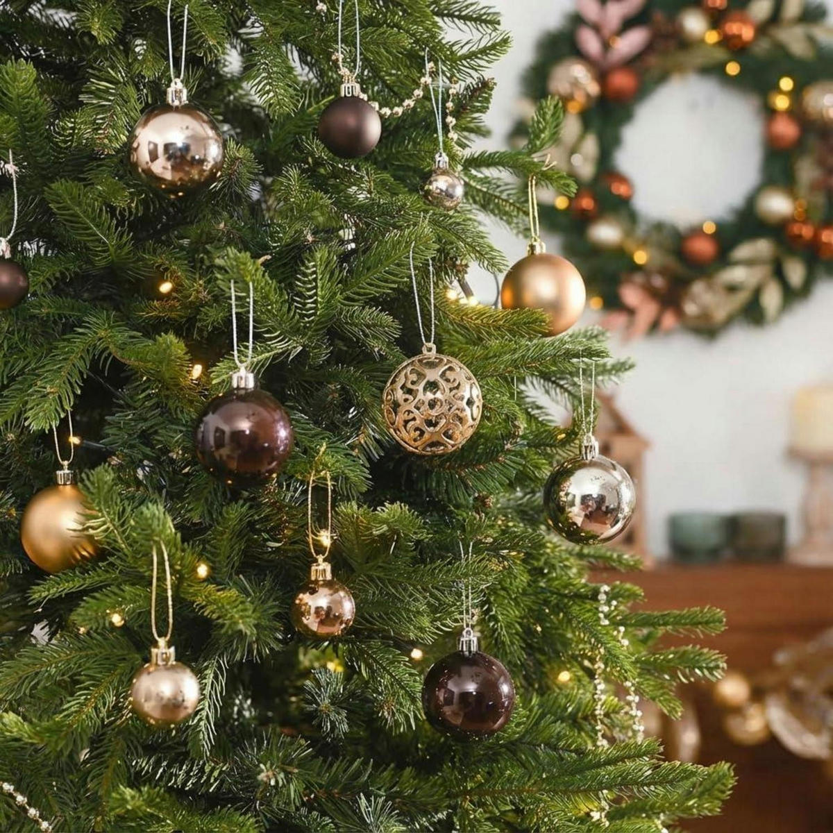 WEIHNACHTSKUGELN 50-teiliges Set Bronze - Bronzefarben, Kunststoff (8/8/8cm)