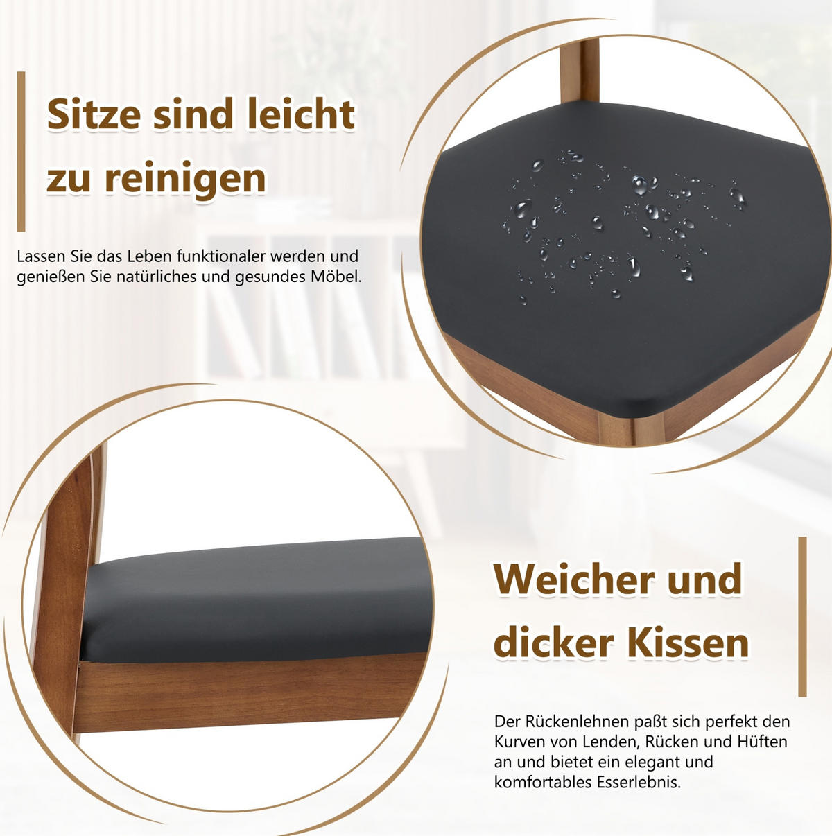 ESSZIMMERSTUHL 2er-Set mit ovaler Rückenlehne Schwarz - Schwarz, Holz (44/88/50cm) - Meubliv