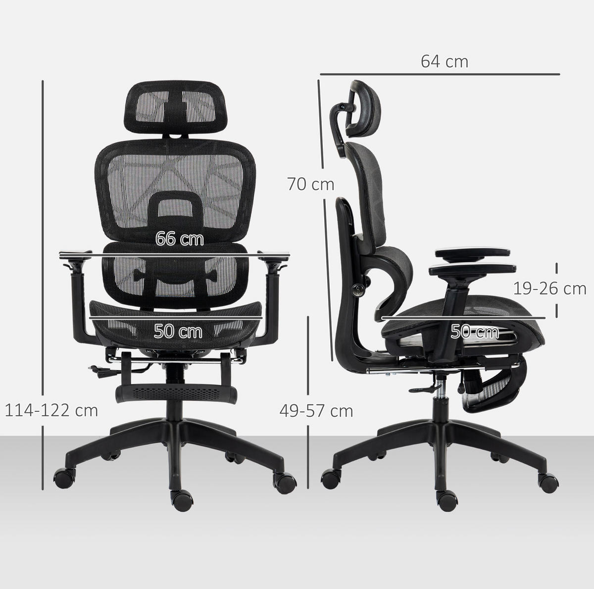 BÜROSTUHL ergonomisch mit Liegefunktion Schwarz - Schwarz, Kunststoff (64/122/66cm) - Meubliv