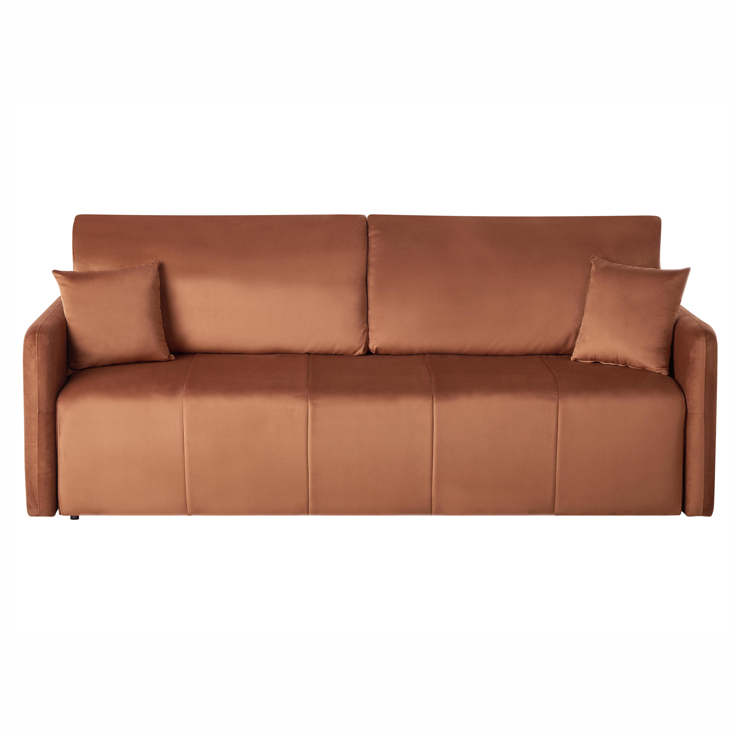 SCHLAFSOFA 3-Sitzer Samtstoff Goldbraun Egge - Goldfarben, Textil (220/88/93cm) - Beliani