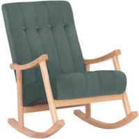 SCHAUKELSTUHL Samt Natura/Grün - Eukalyptusholzfarben/Grün, Holz/Textil (62/98/92cm) - CLP