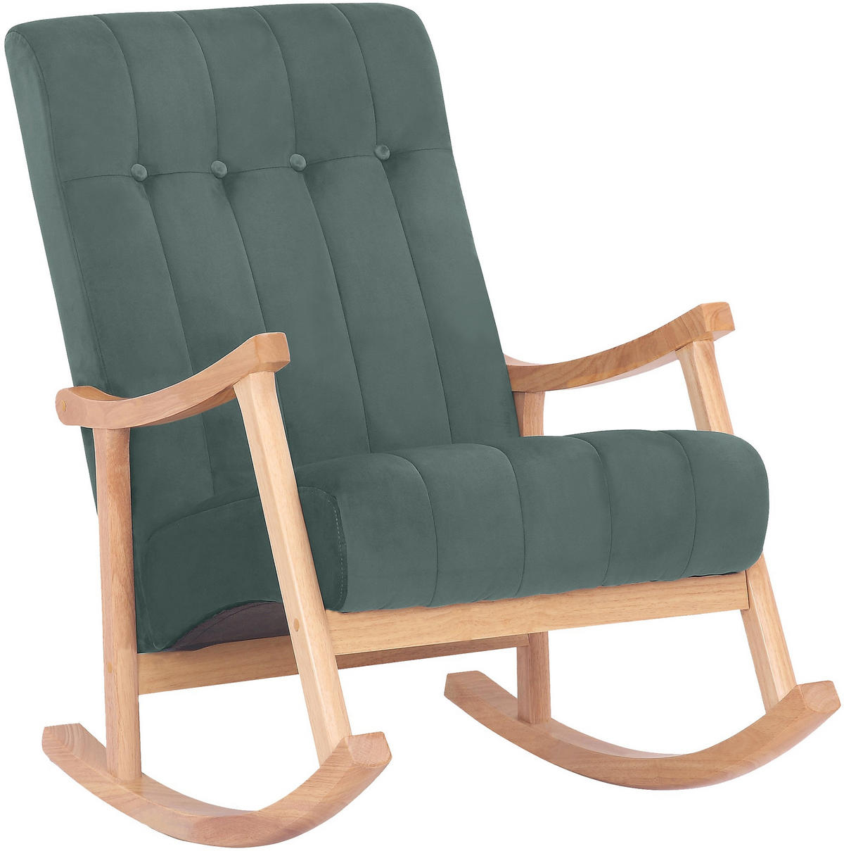 SCHAUKELSTUHL Samt Natura/Grün - Eukalyptusholzfarben/Grün, Holz/Textil (62/98/92cm) - CLP