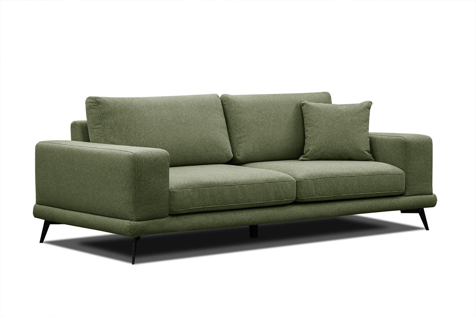 SOFA MEDIOLANE 3-Sitzer, olivgrün - Olivgrün, Holzwerkstoff/Textil (233/87/96cm) - Courtois Laville