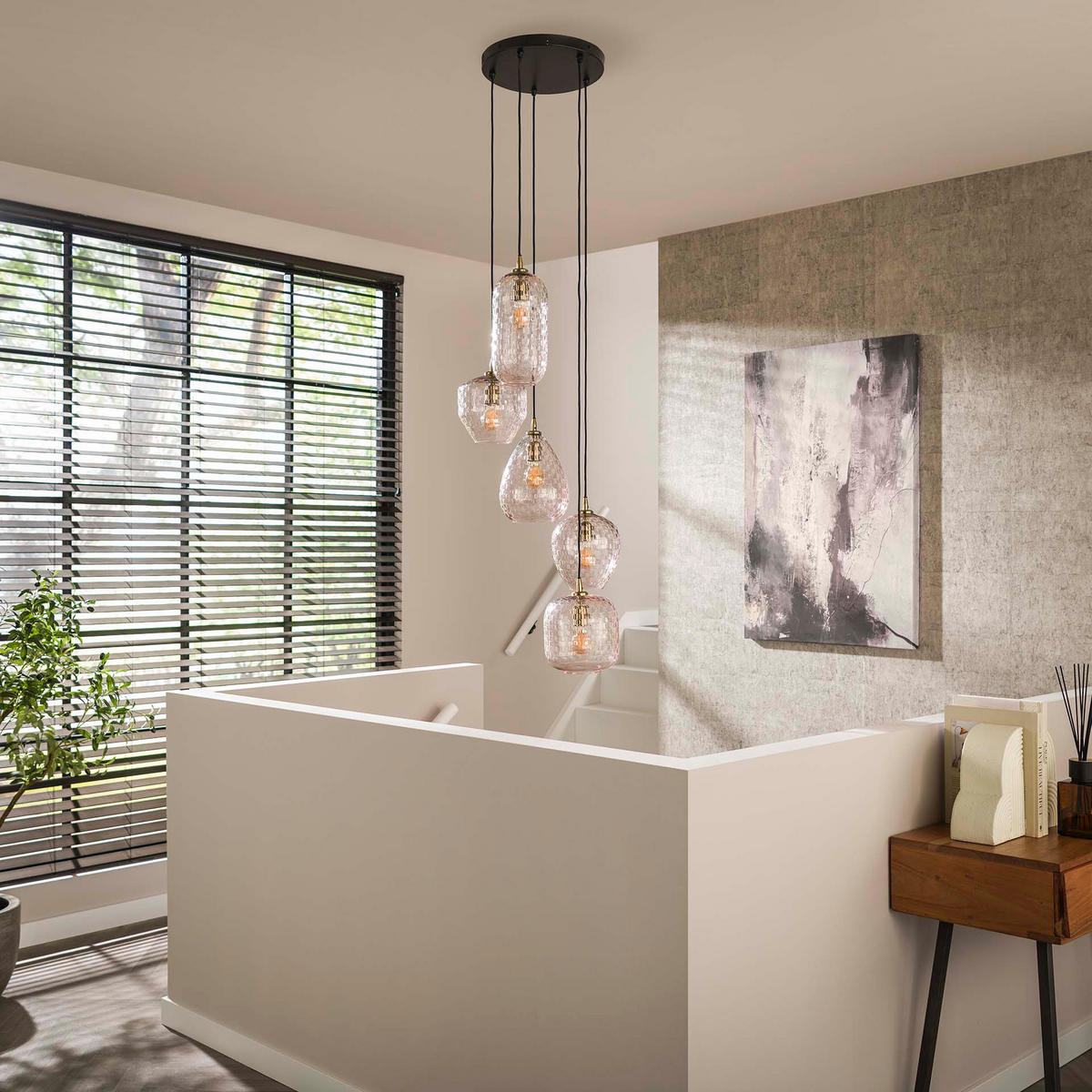 HÄNGELEUCHTE Patch Beige 40/40/ 180 cm - Beige, Glas (40/40/180cm) - Hoyz Collection