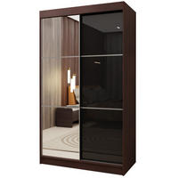 ŠATNÍ SKŘÍŇ S POSUVNÝMI DVEŘMI VITALE, 120/216/61 cm 2dveřová se zrcadlem, dekor wenge - černá/barva Wenge, kompozitní dřevo (120/216/61cm) - MASSENO