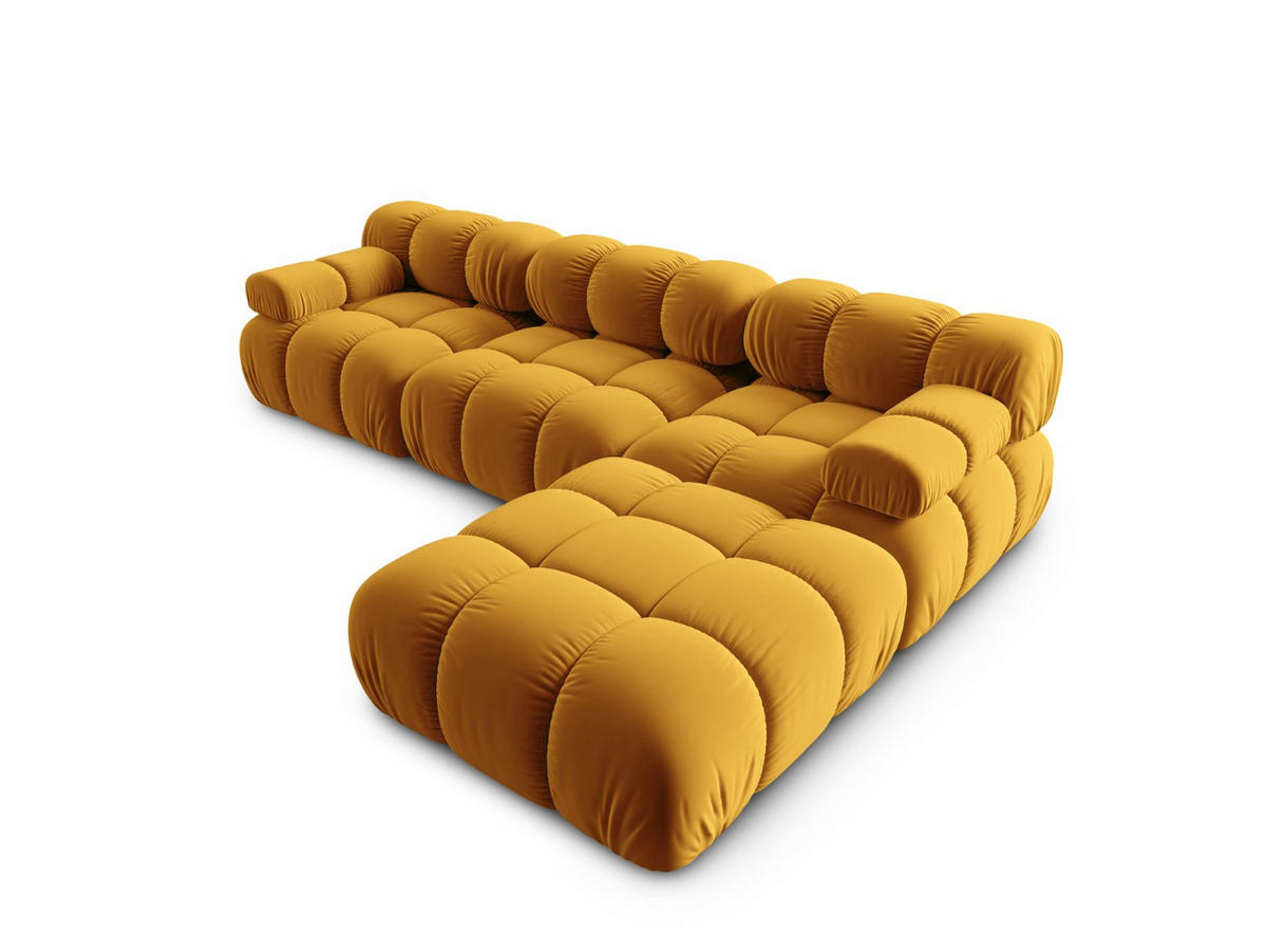 MODULARES-SOFA Bellis aus Samt gelb 4 Sitzplätze - Gelb, Textil (188/63/282cm) - Micadoni
