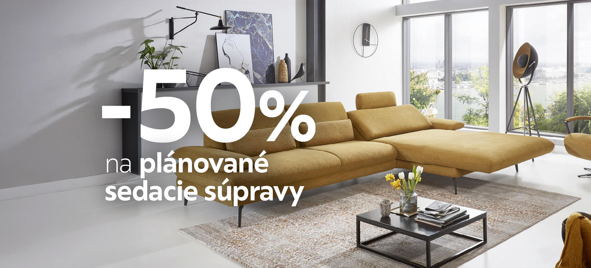 zľava 50 % na plánované sedacie súpravy