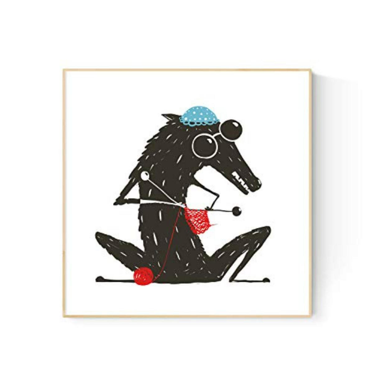 POSTER Set mit 4 Rotkäppchen 20x20cm Schwarzer Rahmen - Schwarz, Papier (20/3cm) - Nacnic