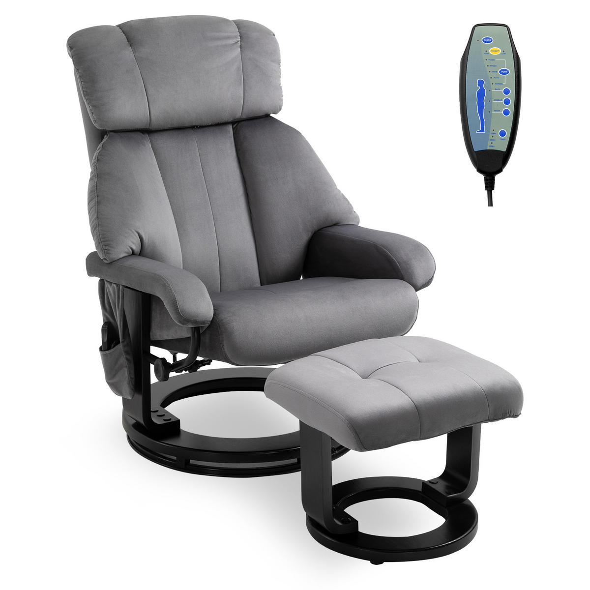 RELAXSESSEL DE-06347 Mit Hocker, 10 Vibrationspunkte, verstellbare Lehne Grau - Grau, Metall (80/102/76cm) - ComfortXL
